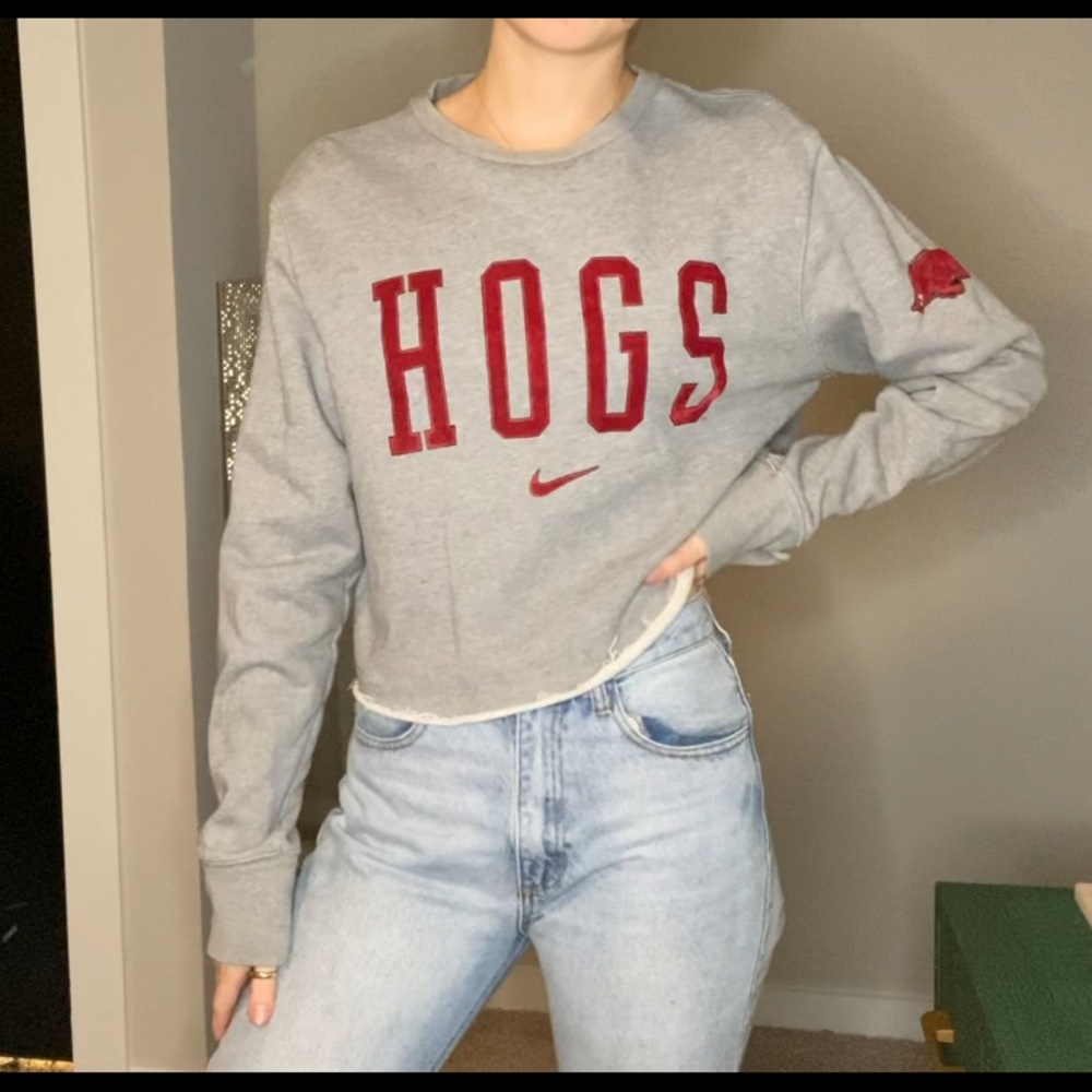 COPY - Collegiate Cropped Sweater - Arkansas Razorbacks